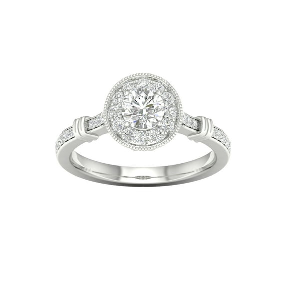 3/4Ct TDW Diamond 14k White Gold Halo Engagement Ring (I-J, I2)