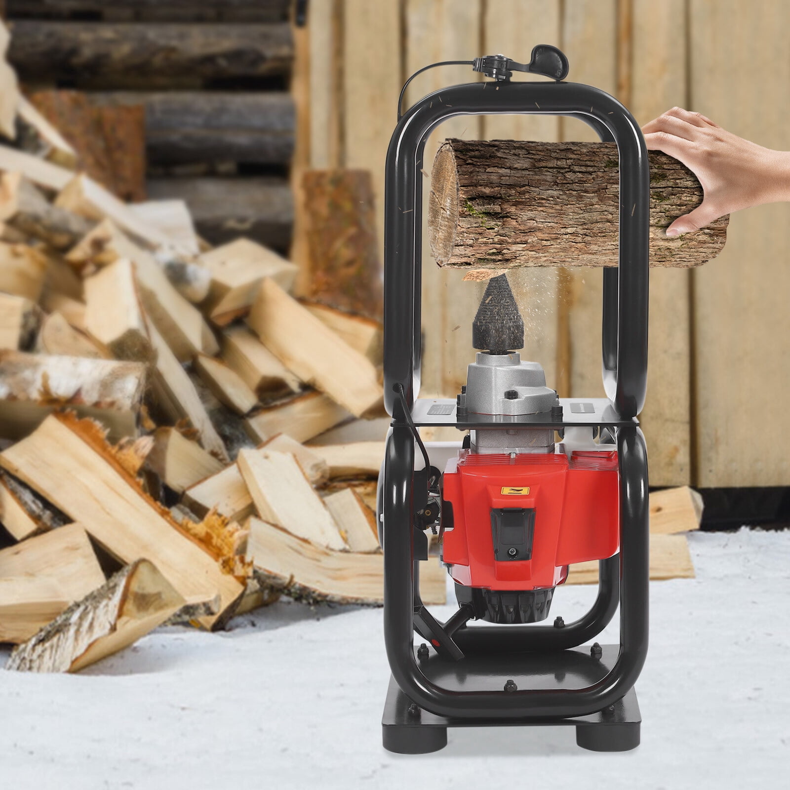3.4HP 64CC Gas Powered Log splitter Cone splitter Manual Start Firewood ...