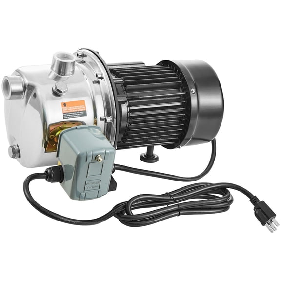 3/4HP Stainless Steel Shallow Well Jet Pump, 115V 18.5GPM for Garden Irrigation & High-Rise Water Supply, 131FT Max Head, Shower Booster SUS304 Agricultural Pump