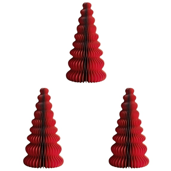 3-4PC Paper Christmas Tree 3D Honeycomb Centerpiece Table Decorations Modern Accordion Folded Ornaments for Home Holiday Indoor Winter Seasonal Ornaments Weddings Festive Supplies