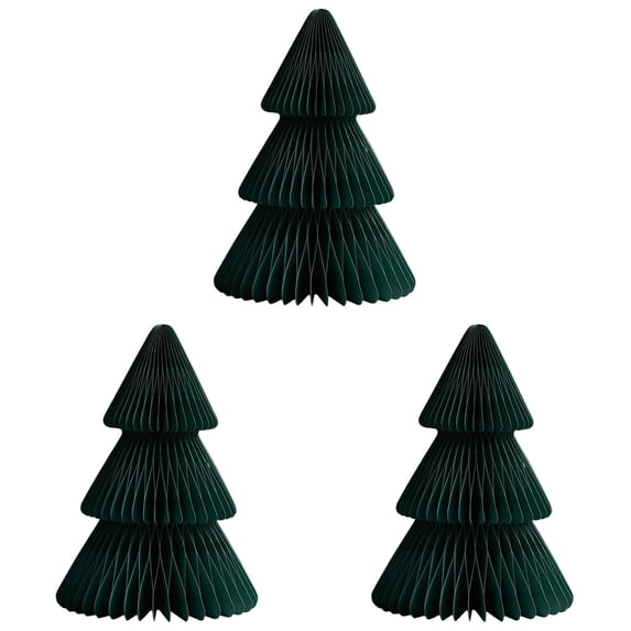 3-4PC Paper Christmas Tree 3D Honeycomb Centerpiece Table Decorations Modern Accordion Folded Pop Up Ornaments for Home Office Kitchen Mantel Xmas Holiday Party Winter Festive Supplies