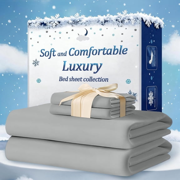 3/4PCS Luxury Soft Bed Sheet Set with Deep Pocket Fitted Sheet, Easy Care, Perfect for Bedroom & Guest Room(Grey,Twin)