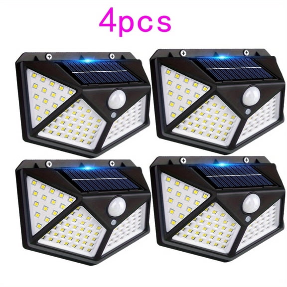 3/4Pack Solar Motion Sensor Wall Lights, 100 LED, 3 Lighting Modes, 16.4ft Cable, IP65 Waterproof, Clip‑on & Wall Mount Security Lights for Garden, Deck, Fence, Stair, Driveway