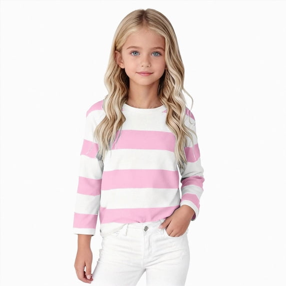 3-4T Child Girls Long Sleeve T-Shirts Fall Winter Basic Tops 12 18 24 Months 1T 2T 3T 4T 5T 6T 7T 8T 10T Kids Casual Crew Neck Layering Tees Girls Fall Clothes