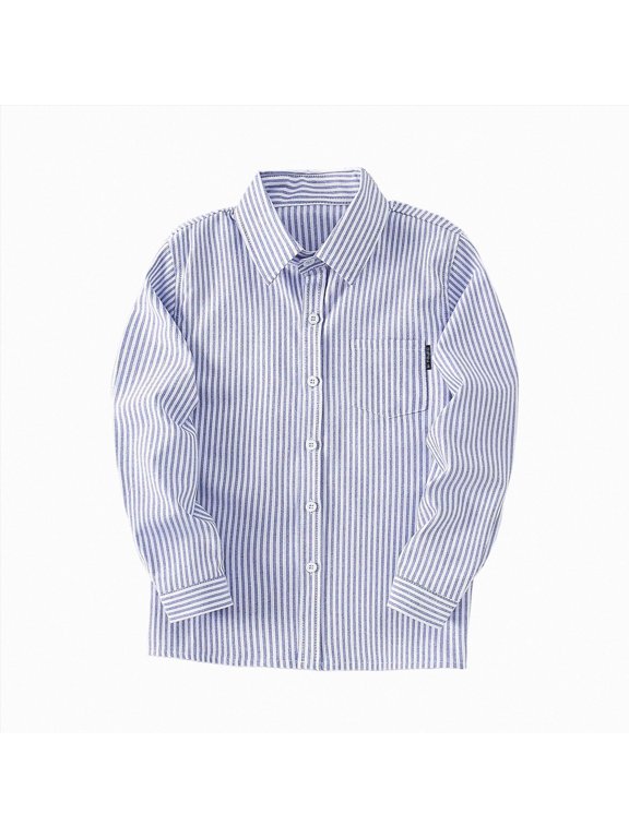 3-4T Toddler Boys Long Sleeve Striped Shirt Classical Tops Stylish For Kids Spring Fall Clothes School Dress Base Outfits 3-16T Toddler to Youth