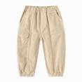 thumbnail image 1 of 3-4T Toddler Cargo Jogger Pants Contrast Stitch,Kids Spring Fall Elastic Waist Cotton Twill Multi Pocket Loose Casual Workwear Trousers for 3T 4T 5T 6T 8T 9T Boys Girls,Beige, 1 of 4