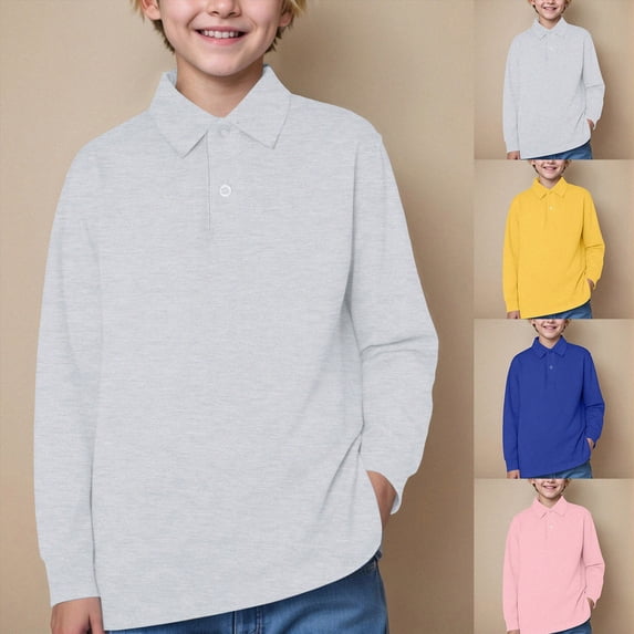 3-4T Toddler Classic Dress Shirts for Boys Formal Long Sleeve Button Up Solid Color Classic Oxford Shirt for Kids Loose Cute Spring Fall Daily Wear for 18M-12T