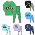 thumbnail image 1 of 3-4Years Child Boys Tractor Graphic Long Sleeve Pajama Set,2-Piece Sleepwear Loungewear for Fall Winter, 1 of 9