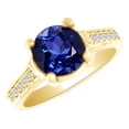 thumbnail image 1 of AFFY (3.4ct) Simulated Blue Tanzanite & White Diamond Antique Style Engagement Ring In 14k Solid Gold With Ring Size 6, 1 of 1