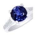 thumbnail image 1 of AFFY (3.4ct) Simulated Blue Tanzanite & White Diamond Antique Style Engagement Ring In 14k Solid Gold With Ring Size 8.5, 1 of 1
