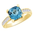 thumbnail image 1 of AFFY (3.4ct) Simulated Blue Topaz & White Diamond Vintage Style Engagement Ring In 14k Solid Gold With Ring Size 11.5, 1 of 1