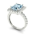 thumbnail image 1 of 3.4ct emerald cut blue Zircon 14k white gold halo Bridal Wedding Engagement Promise Anniversary Ring for Women size 6.75, 1 of 7