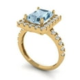 thumbnail image 1 of 3.4ct emerald cut blue Zircon 18k yellow gold halo Bridal Wedding Engagement Promise Anniversary Ring for Women size 4.75, 1 of 7