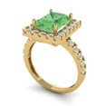 thumbnail image 1 of 3.4ct emerald cut green Zircon 18k yellow gold halo Bridal Wedding Engagement Promise Anniversary Ring for Women size 8.75, 1 of 7