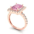 thumbnail image 1 of 3.4ct emerald cut pink Zircon 14k rose gold halo Bridal Wedding Engagement Promise Anniversary Ring for Women size 3.75, 1 of 7