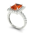 thumbnail image 1 of 3.4ct emerald cut red Zircon 18k white gold halo Bridal Wedding Engagement Promise Anniversary Ring for Women size 4.5, 1 of 7