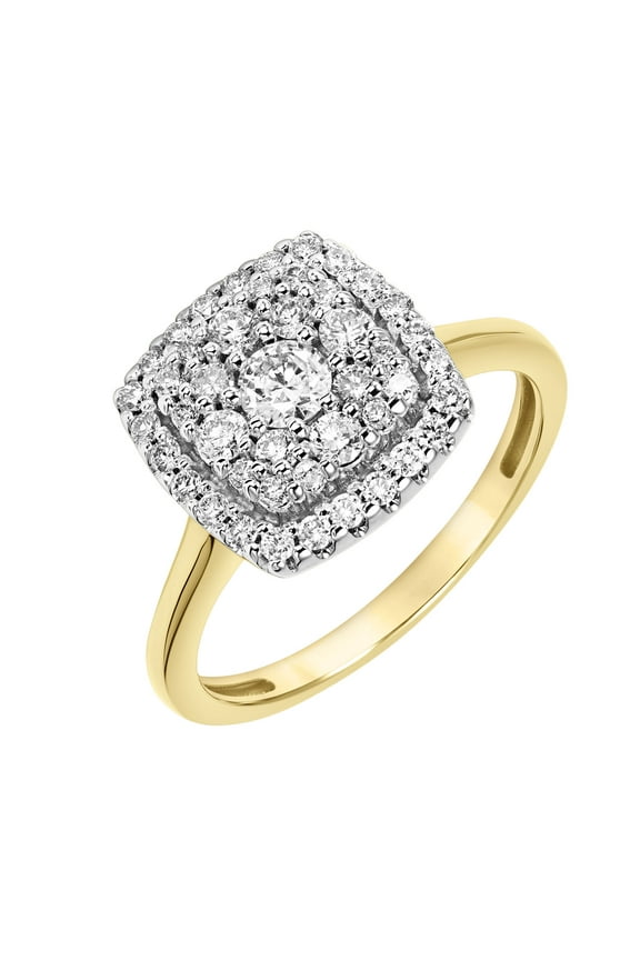 3/4ctw 14KT Two-Tone Yellow & White Gold Square Genuine Certified Diamond "Mia" Engagement Ring by Keepsake (H-I, I2)