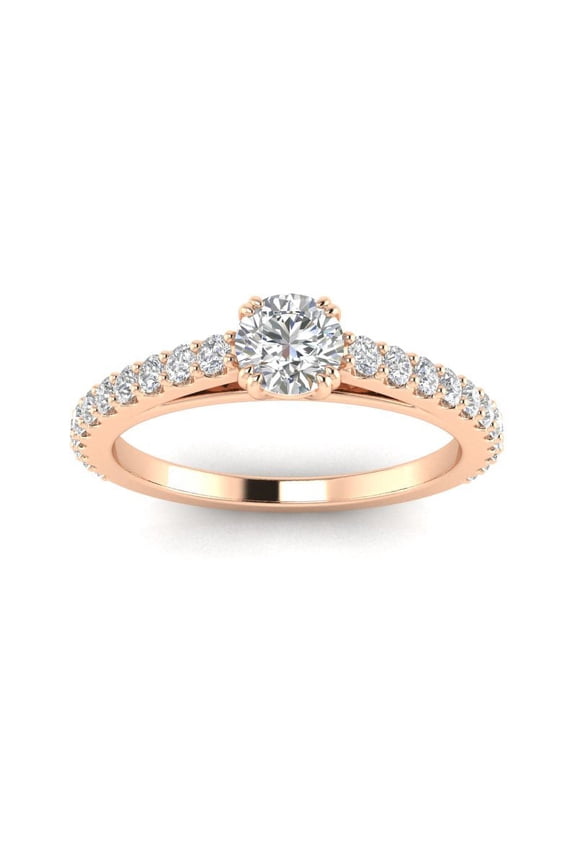 3/4ctw Diamond Engagement Ring in 10k Rose Gold (G-H, I2-I3)