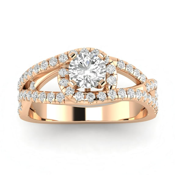 3/4ctw Diamond Halo Engagement Ring in 10k Rose Gold