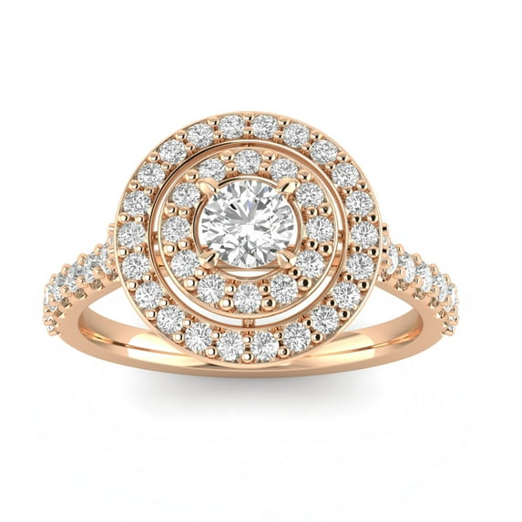 3/4ctw Diamond Halo Engagement Ring in 10k Rose Gold