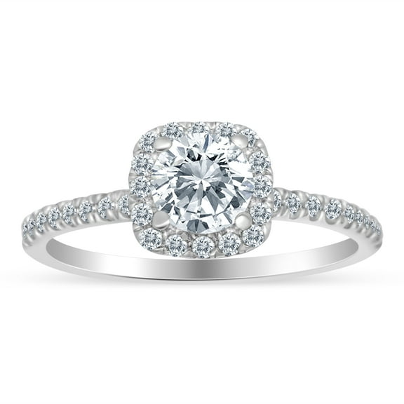 3/4ctw Diamond Halo Engagement Ring in 10k  White Gold