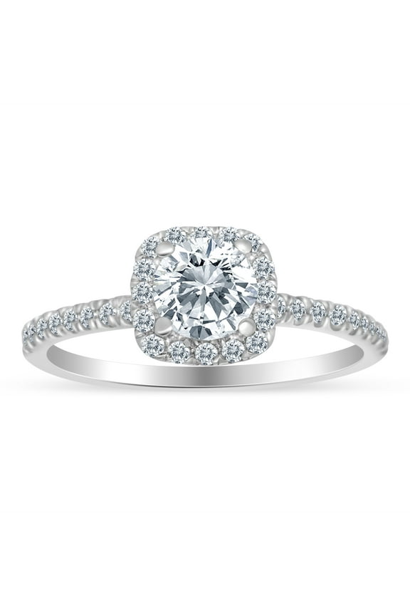 3/4ctw Diamond Halo Engagement Ring in 10k  White Gold