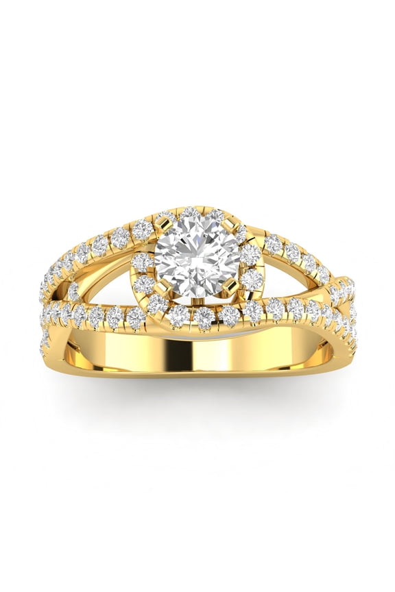3/4ctw Diamond Halo Engagement Ring in 10k Yellow Gold