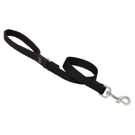 Traffic Leash by Lupine in 3/4" Wide Black 2-Foot Long with Padded Handle