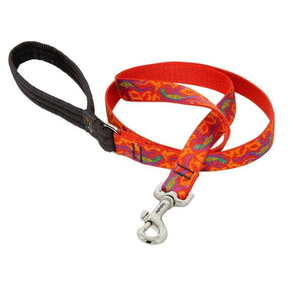 LupinePet Originals 3/4" Go Go Gecko 6-Foot Padded Handle Leash for Medium and Larger Dogs
