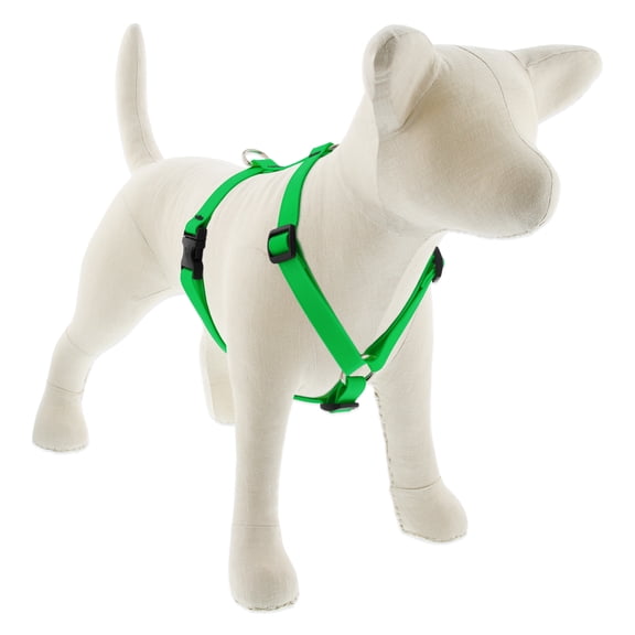 LupinePet Splash 3/4" Waterproof BioThane Adjustable Dog Harness for Large Dogs Escape-Resistant, Dual Leash Clip, no-Pull Training (Neon Green, Large: Girth Adjusts from 20 to 32 in, 3/4-in Wide)