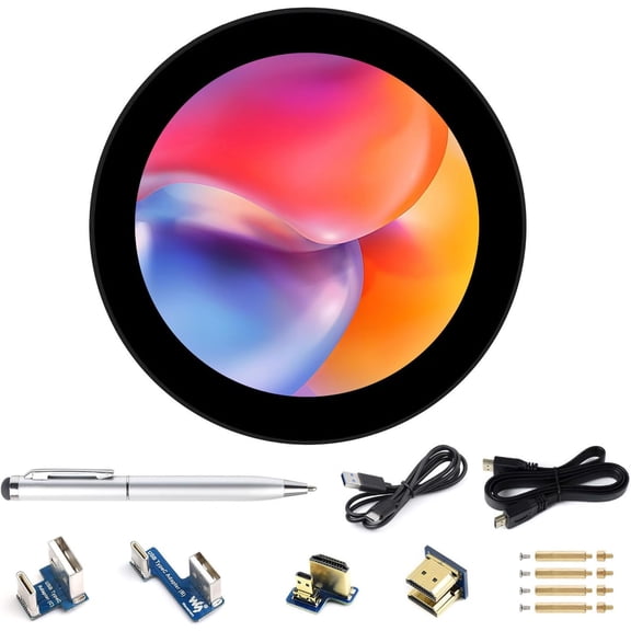 3.4inch HDMI Round Touch Display, 800800 Resolution, IPS, 10-Point Touch, Compatible with 5/4B/3B/Zero/Zero W/Zero 2W/Pico/Pico W/Pico WH, Support Jetson Nano and Mini PC