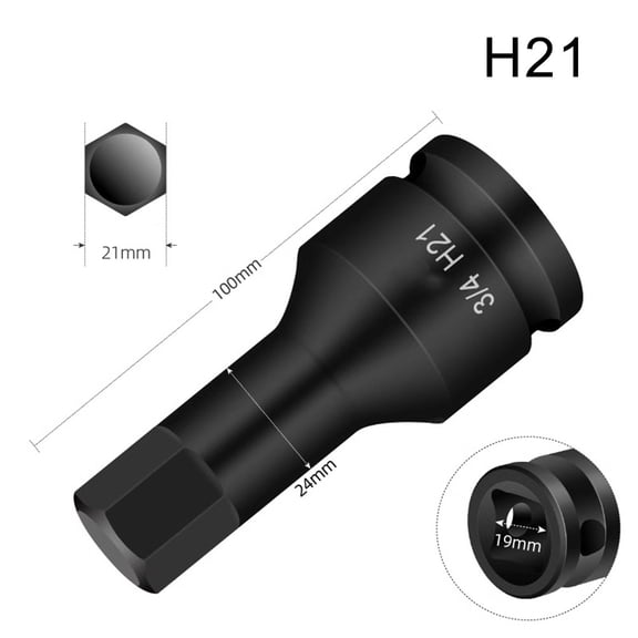3/4inch Hex Socket Wrench Drive Bit for Impact Wrench Socket Adapter, High-Precision H12-H32, Essential for Mechanics and DIY Enthusiasts