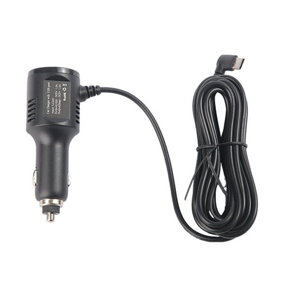 3.4meter Angled USB C Car Charging Adapter USB 5V Outputs Intelligent Power Allocation Compatible for Dashcams Mobile Devices