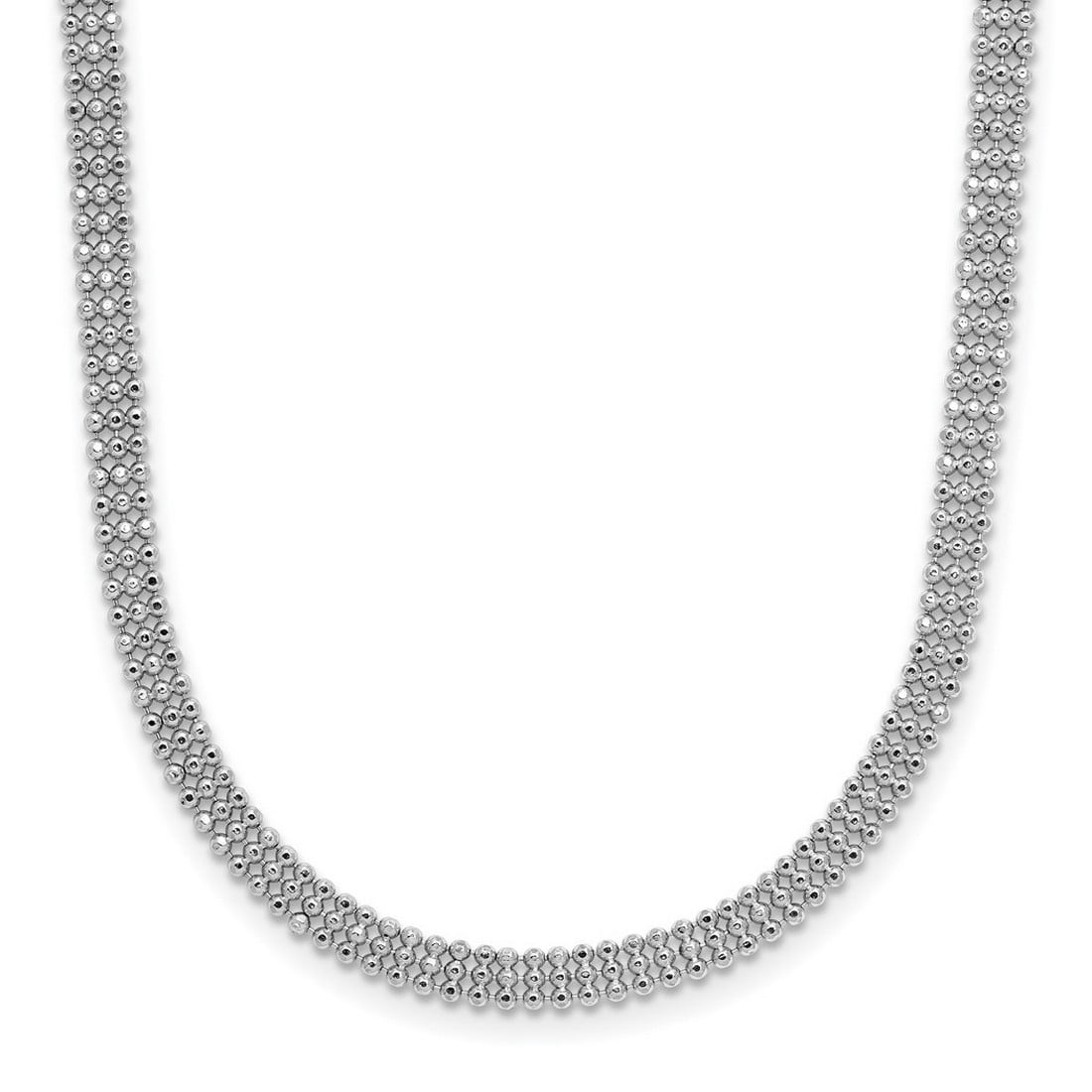 Modern Beaded Sterling Silver Necklace plated in Rhodium main image 0