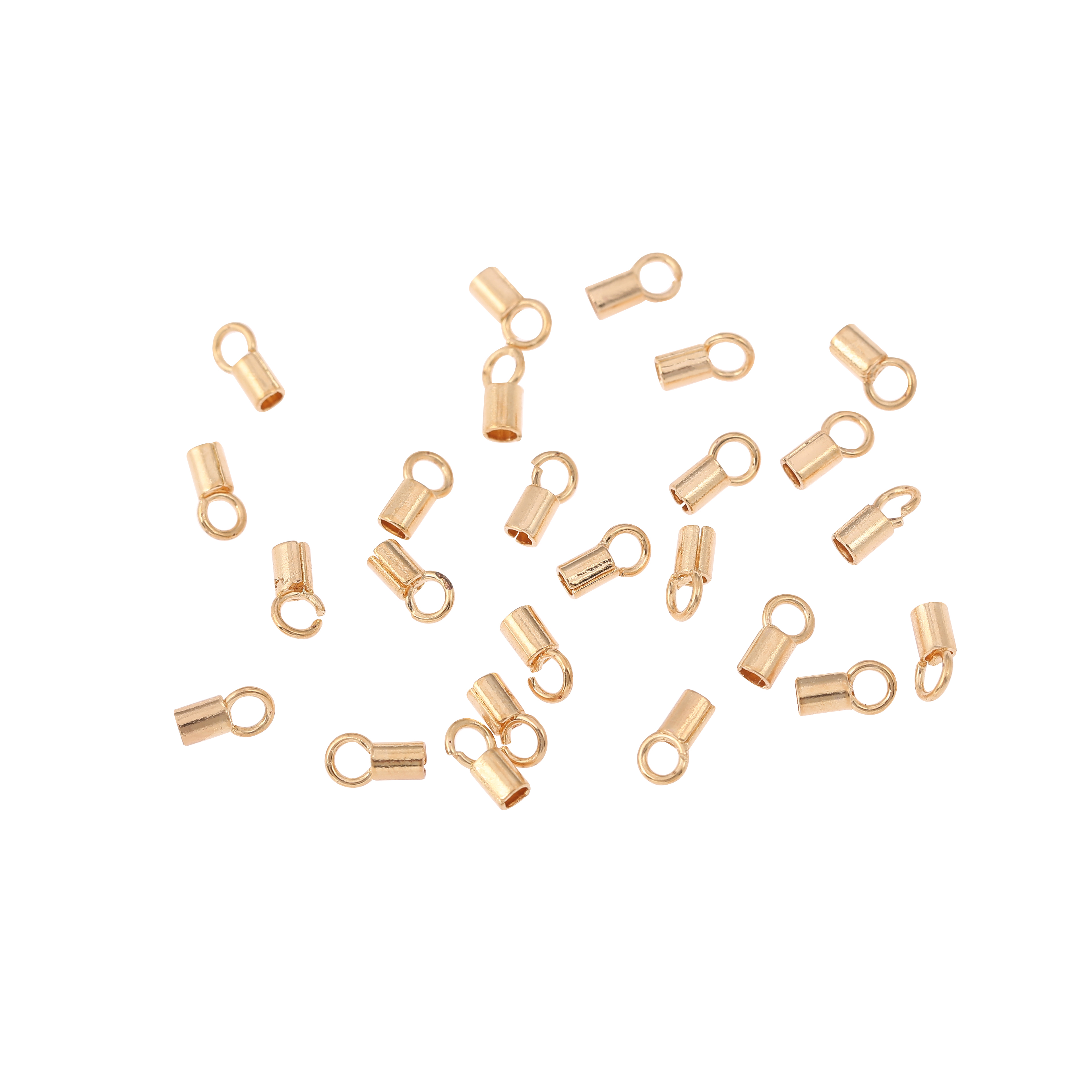 3.4mm Gold Cord End Crimps by Bead Landing – 26 Per Pack - 312 Total - Iron Crimp Tubes for Jewelry Stringing - Finishing & Cord Ends - 12 Pack