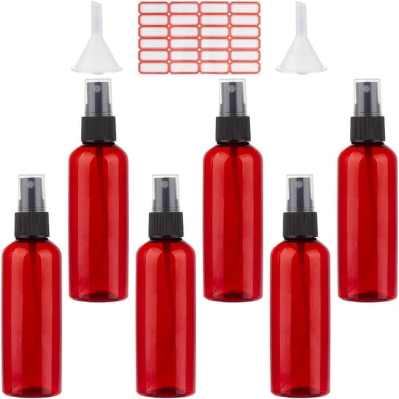 3.4oz/100ml Perfume Spray Bottle 8Pcs Amber Empty Fine Mist Plastic Travel Bottle Set Fragrance Bottle No Leak Bottles Refillable Liquid Containers