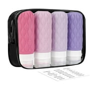 3.4oz 4 Pack Travel Bottles for Toiletries, Tsa Approved Portable Silicone Travel Bottles, Leak Proof Squeezable Travel Size Containers, Travel Accessories with Clear Zipper Toiletry Bag