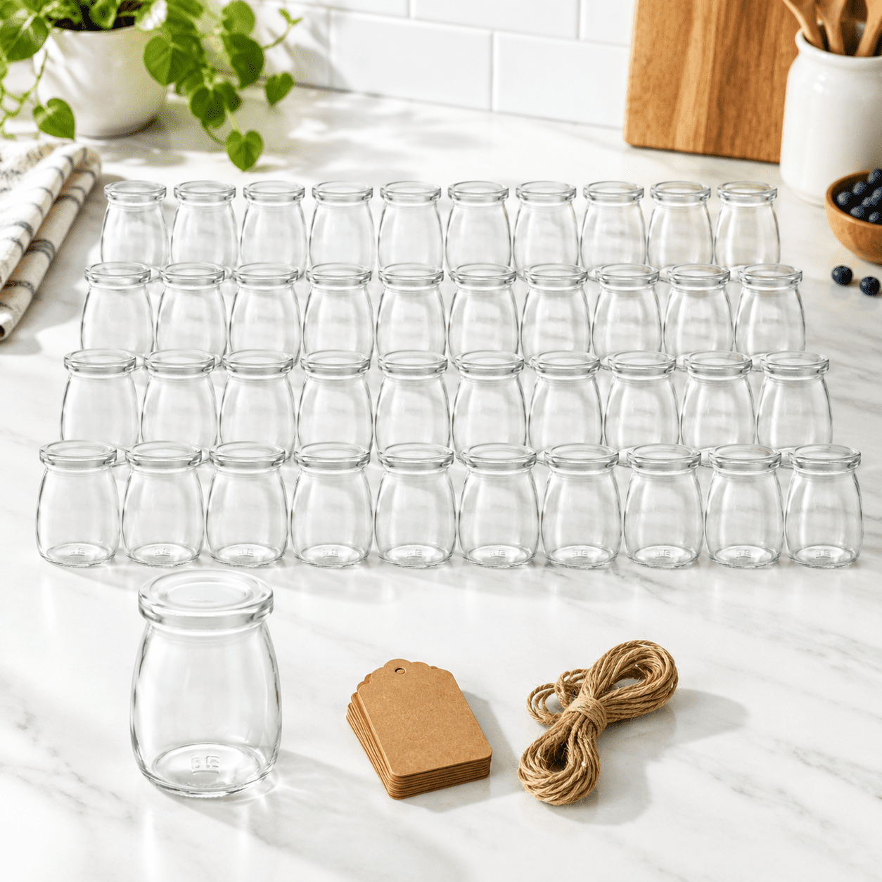 3.4oz Glass Food Storage Jars with Lids, 60 Pack Mini Pudding & Dessert ...