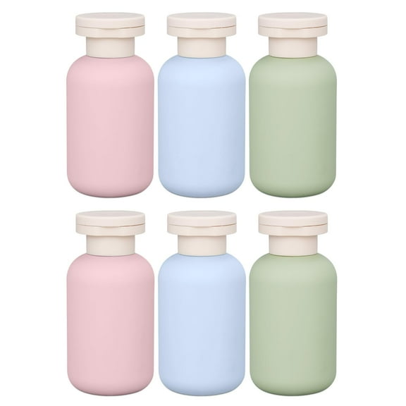 3.4oz Leak Proof Travel Bottle, Plastic Bottles with Caps, Squeeze Bottles for Liquids, Refillable Shampoo and Conditioner Bottles (6 Pcs, Pink+Blue+Green