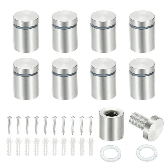 3/4x0.9" Standoff Screws, 8 Pack Stainless Steel Stand Off Wall Mounts Wall Sign Mounting Hardware Advertising Standoff Nail for Hanging Acrylic Signs Picture Frame, Silver