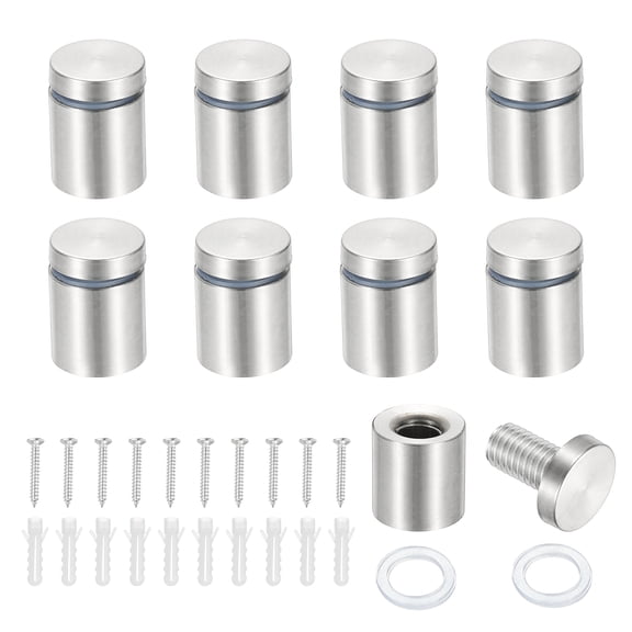 3/4x1" Standoff Screws, 8 Pack Stainless Steel Stand Off Wall Mounts Wall Sign Mounting Hardware Advertising Standoff Nail for Hanging Acrylic Signs Picture Frame, Silver