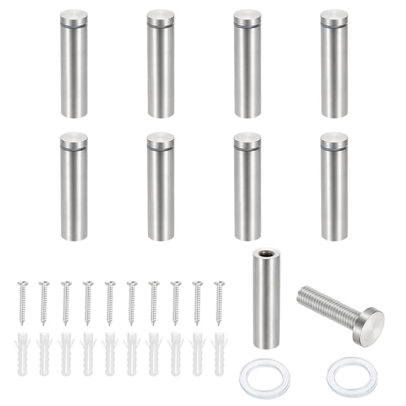 3/4x2.4" Standoff Screws, 8 Pack Stainless Steel Stand Off Wall Mounts Wall Sign Mounting Hardware Advertising Standoff Nail for Hanging Acrylic Signs Picture Frame, Silver