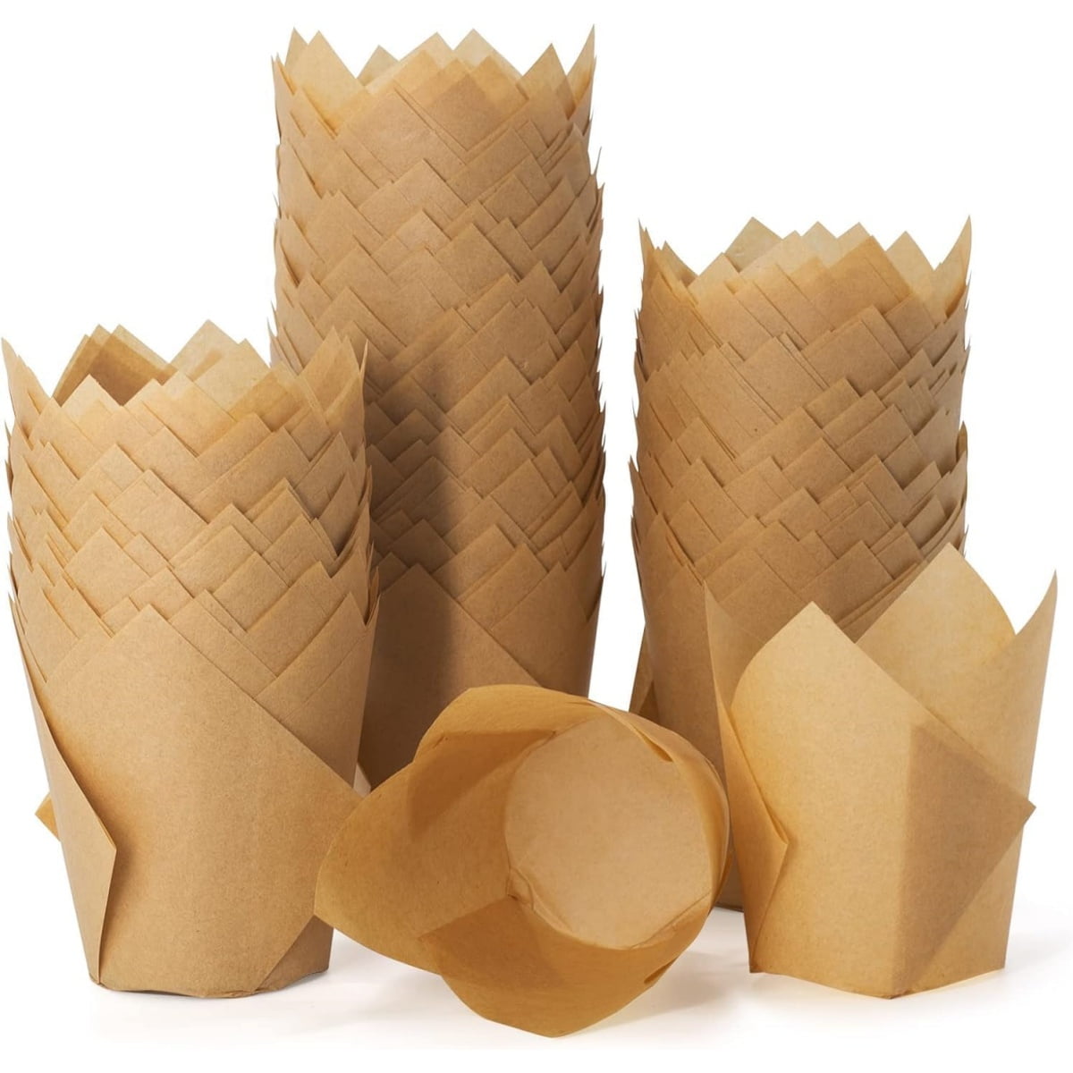 3.4x2In Greaseproof Parchment Paper,150Pcs Muffin Liners Holders for Weddings,Beige Tulip Baking Cups for Birthday,Wedding,Party
