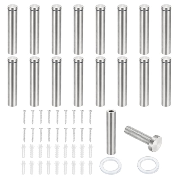 3/4x3.9" Standoff Screws, 16 Pack Stainless Steel Stand Off Wall Mounts Wall Sign Mounting Hardware Advertising Standoff Nail for Hanging Acrylic Signs Picture Frame, Silver