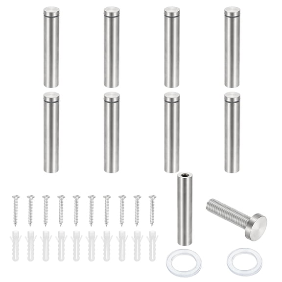 3/4x3.9" Standoff Screws, 8 Pack Stainless Steel Stand Off Wall Mounts Wall Sign Mounting Hardware Advertising Standoff Nail for Hanging Acrylic Signs Picture Frame, Silver