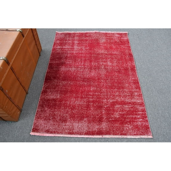 3.4x4.7 ft Accent Rug, Antique Rug, Rugs For Kitchen, Red Bedroom Rug, Vintage Rug, Turkish Rug, Decorative Nursery Rug