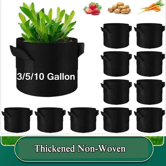 3/5/10-Gallon Grow Bags Nonwoven Fabric Pots Aeration Container with Strap Handles for Garden and Planting,