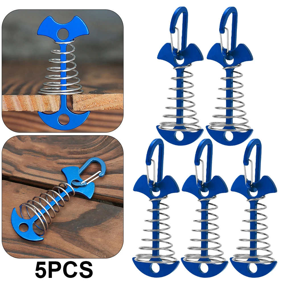 Fishbone Spring Pegs 3/5/10PCS Spring Fishbone Deck Pegs Tent Stakes Awning Anchor Wind Rope ...