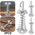 thumbnail image 1 of 3/5/10PCS Spring Fishbone Deck Pegs Tent Stakes Awning Anchor Wind Rope Buckle with Carabiner Deck Fixed Nails Camping Tent Hook, 1 of 9