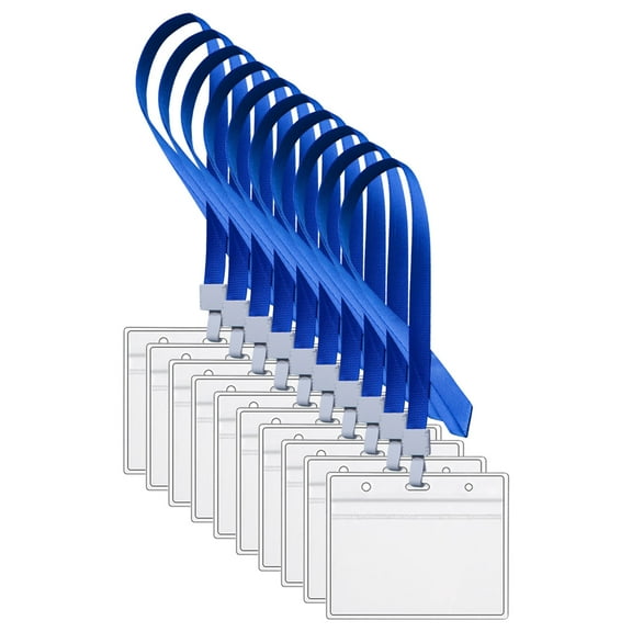 3/5/10Pcs Clear ID Badge Holder With Lanyard & Detachable Buckle for Name Tags, Waterproof Type Clear Plastic Name Badge Holder for Id Card, Fits Badge Swipe Cards or Credit Card(Clear,4.5x3.9")